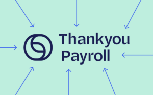 Blue arrows pointing to Thankyou Payroll logo