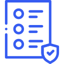 Blue icon with document that meets compliance measures
