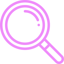 Pink magnifying glass icon